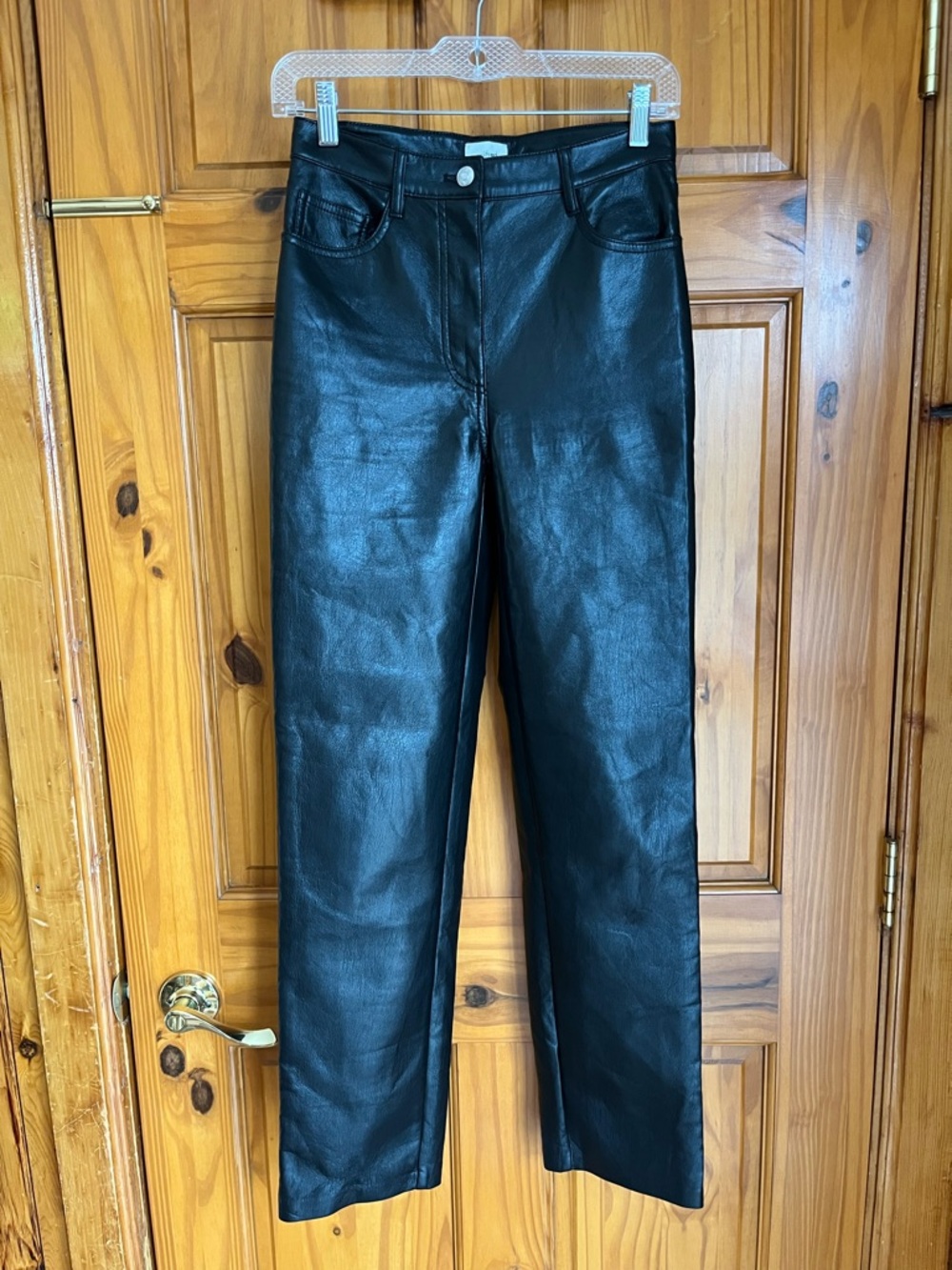 Aritzia Wilfred Straight-Leg Faux Leather Pants in Black